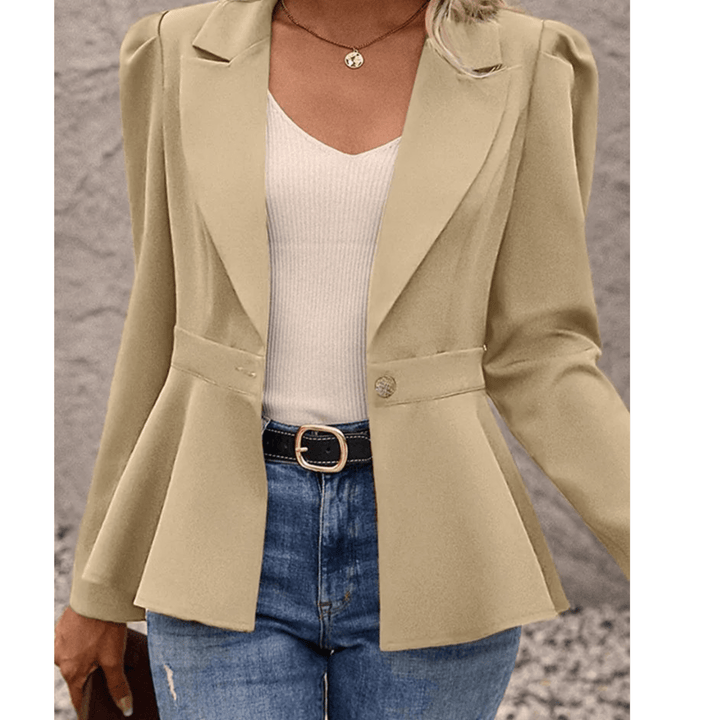Getailleerde Damesblazer – Elegante Blazer met Pofmouwen voor Werk en Chique Outfits