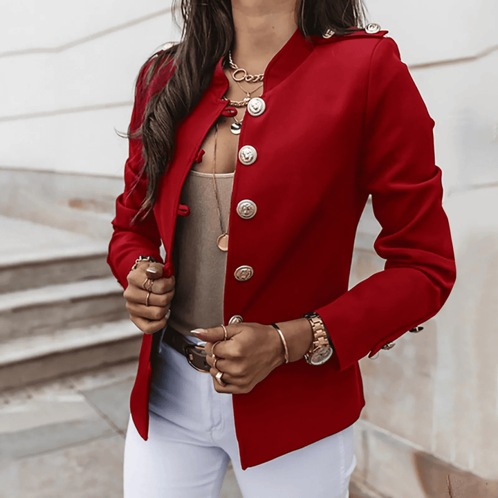 Getailleerde Damesblazer – Elegante Korte Blazer met Vintage Knopen voor Chique Looks