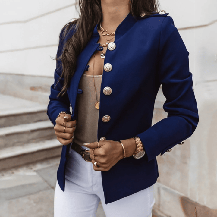 Getailleerde Damesblazer – Elegante Korte Blazer met Vintage Knopen voor Chique Looks