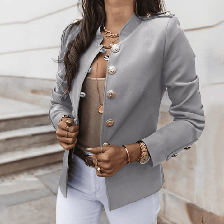 Getailleerde Damesblazer – Elegante Korte Blazer met Vintage Knopen voor Chique Looks