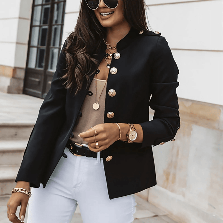 Getailleerde Damesblazer – Elegante Korte Blazer met Vintage Knopen voor Chique Looks