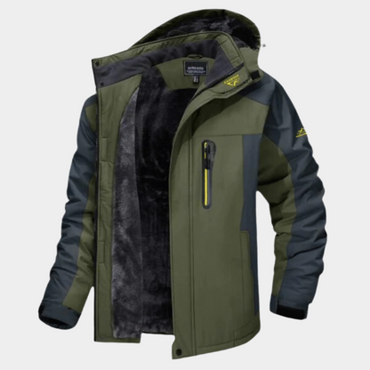 Gevoerde winterjas voor heren - waterdichte en winddichte outdoorjas met capuchon, warm en ademend