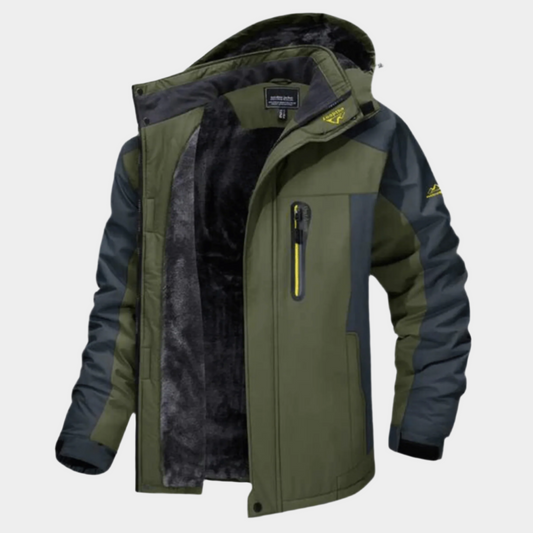 Gevoerde winterjas voor heren - waterdichte en winddichte outdoorjas met capuchon, warm en ademend