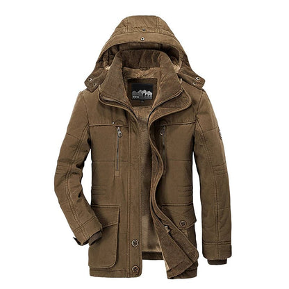 Heren Gevoerde Winterjas – Water- en Winddichte Warme Parka met Capuchon