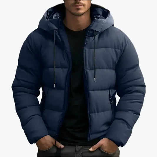 Heren gewatteerde winterjas – Jas met capuchon en ritssluiting