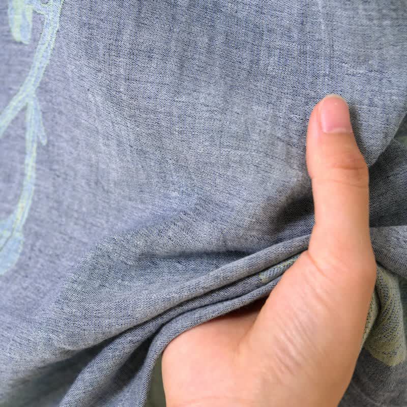 Julia | Biologisch katoenen badjas met omkeerbaar ginkgomotief