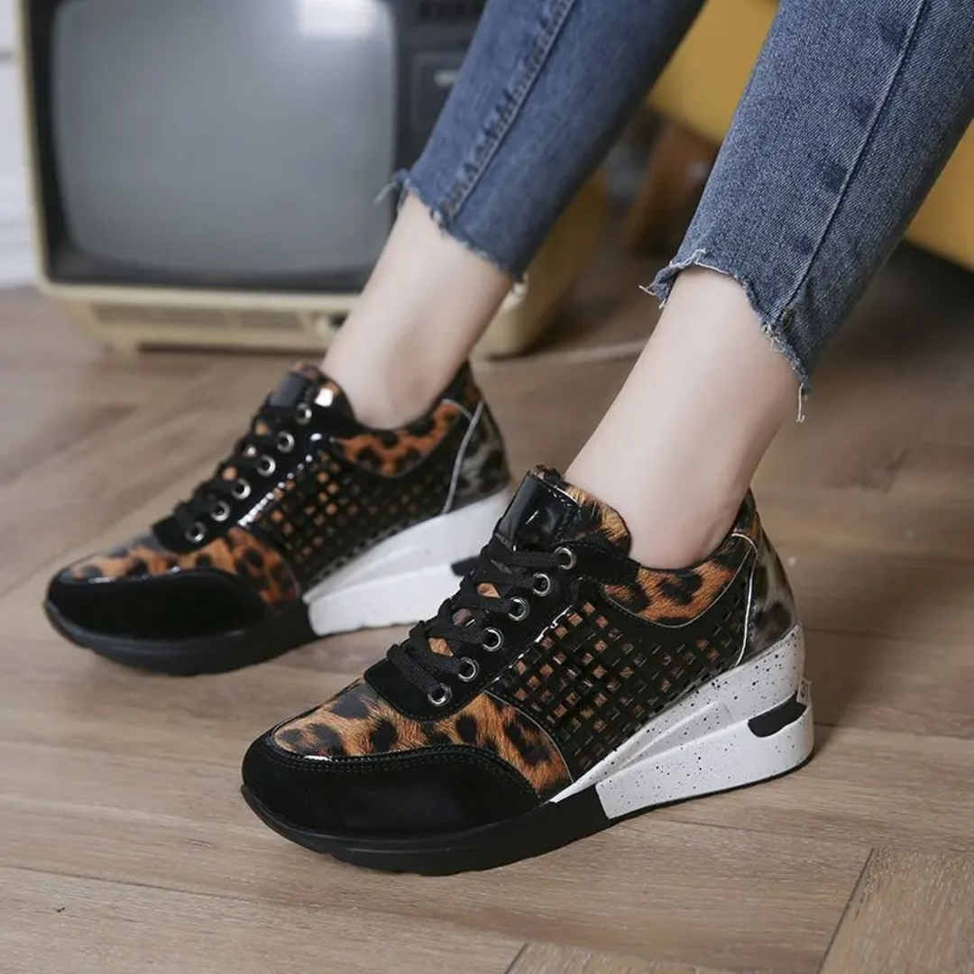 Laceup hollow print orthopedische dames sneakers