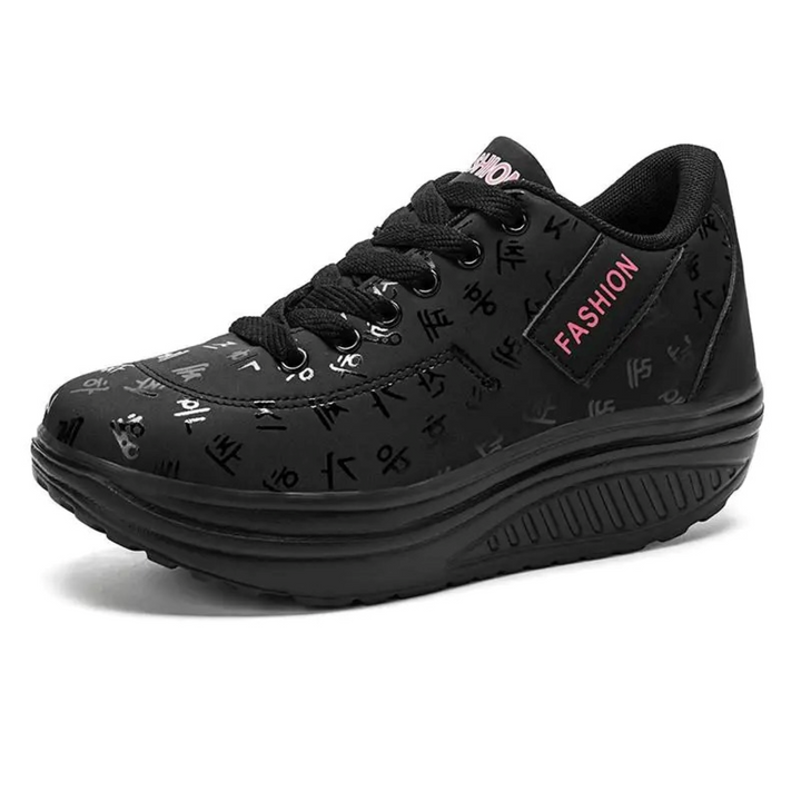 Laceup orthopedische dames sneakers met letterprint