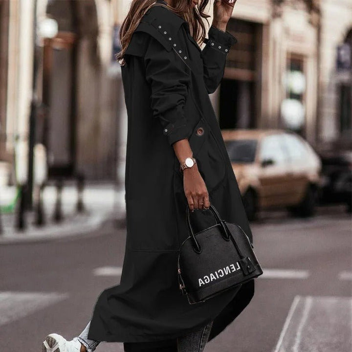 Lange Dames Trenchcoat – Elegante Jas met Tailleband, Knoopsluiting, Trendy en Chic