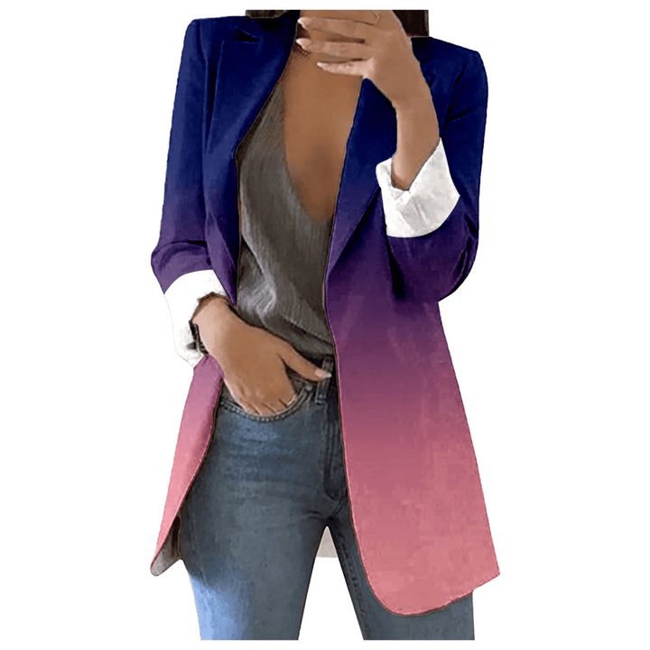 Lange Damesblazer – Vintage Blazer met Print voor Kantoor, Casual en Voorjaarsoutfits
