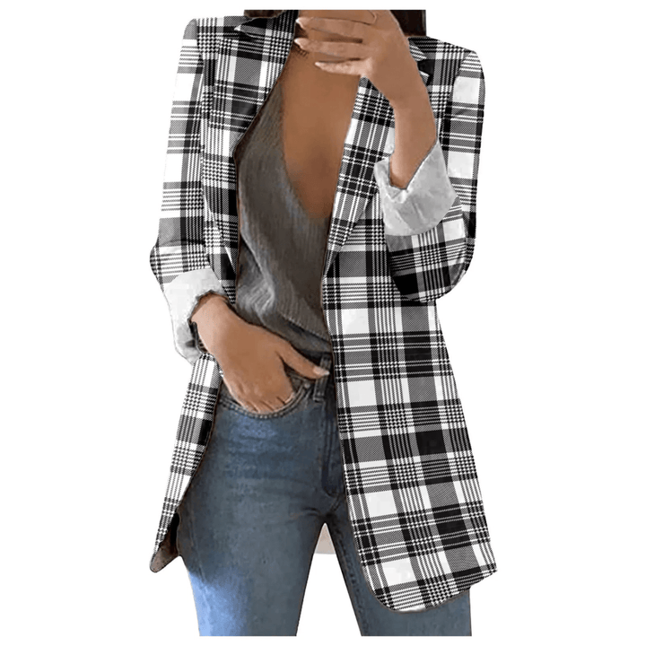 Lange Damesblazer – Vintage Blazer met Print voor Kantoor, Casual en Voorjaarsoutfits
