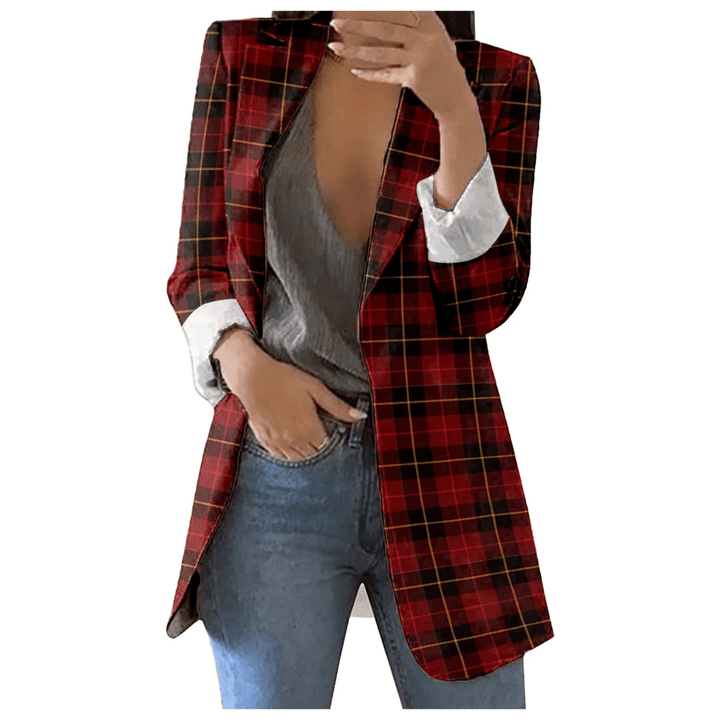 Lange Damesblazer – Vintage Blazer met Print voor Kantoor, Casual en Voorjaarsoutfits