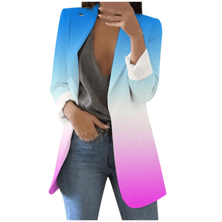 Lange Damesblazer – Vintage Blazer met Print voor Kantoor, Casual en Voorjaarsoutfits