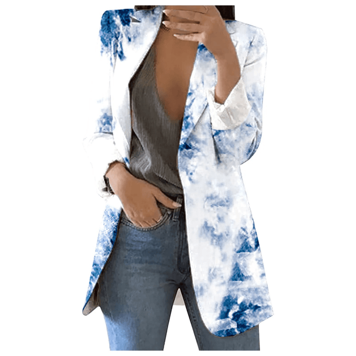 Lange Damesblazer – Vintage Blazer met Print voor Kantoor, Casual en Voorjaarsoutfits