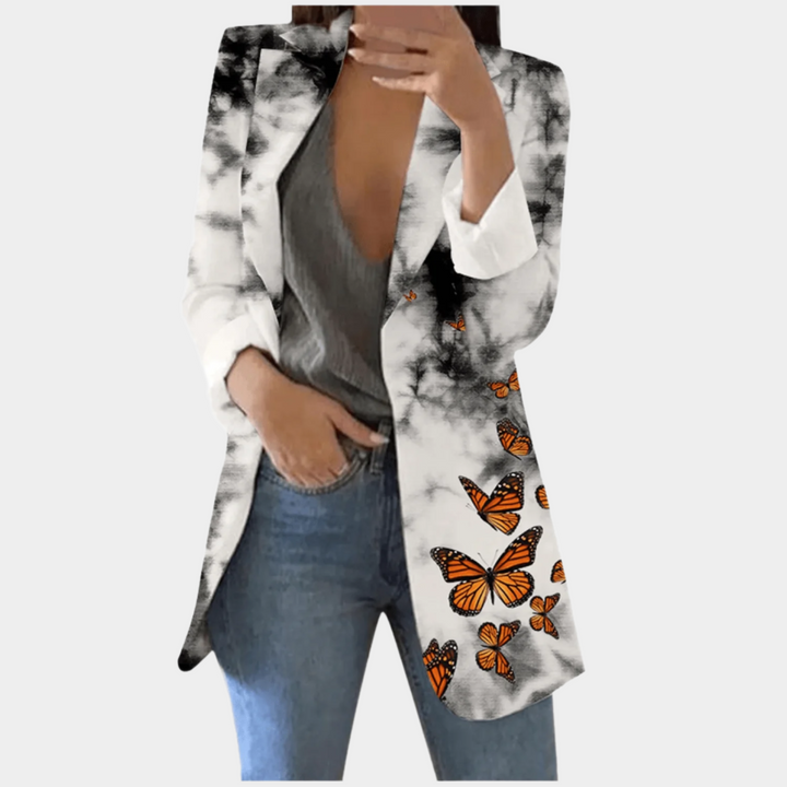 Lange Damesblazer – Vintage Blazer met Print voor Kantoor, Casual en Voorjaarsoutfits
