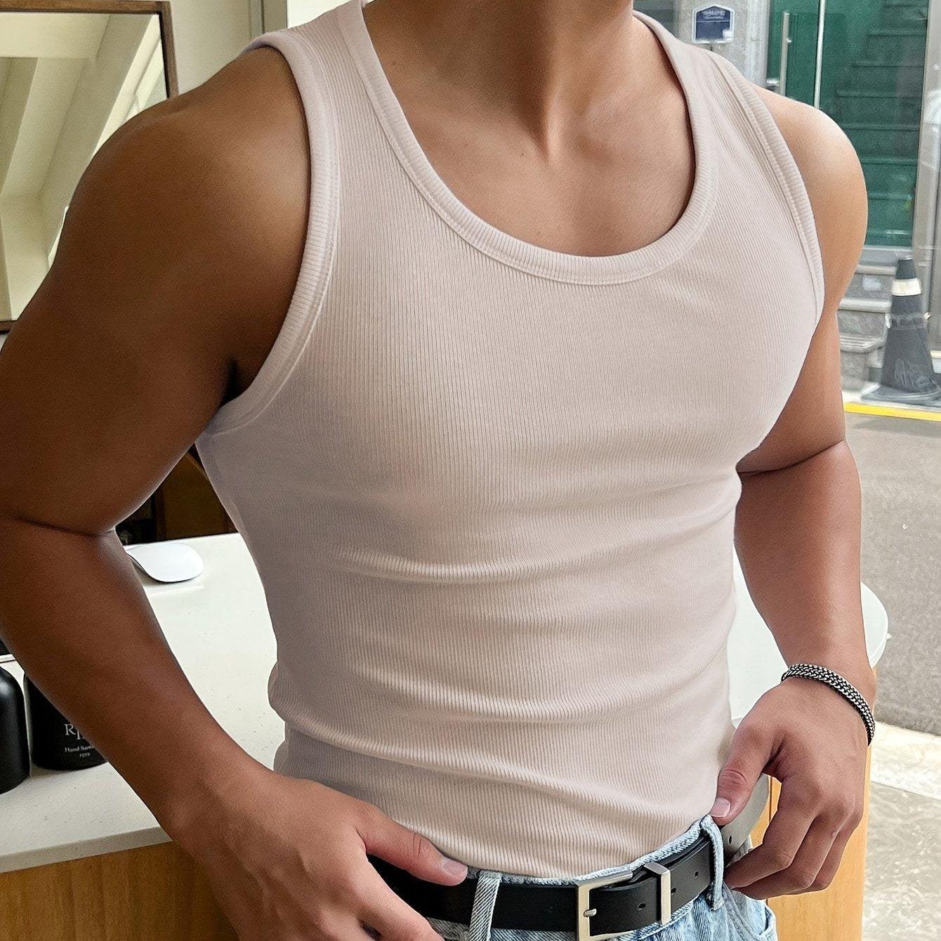 Lars | Ribbed witte tanktop