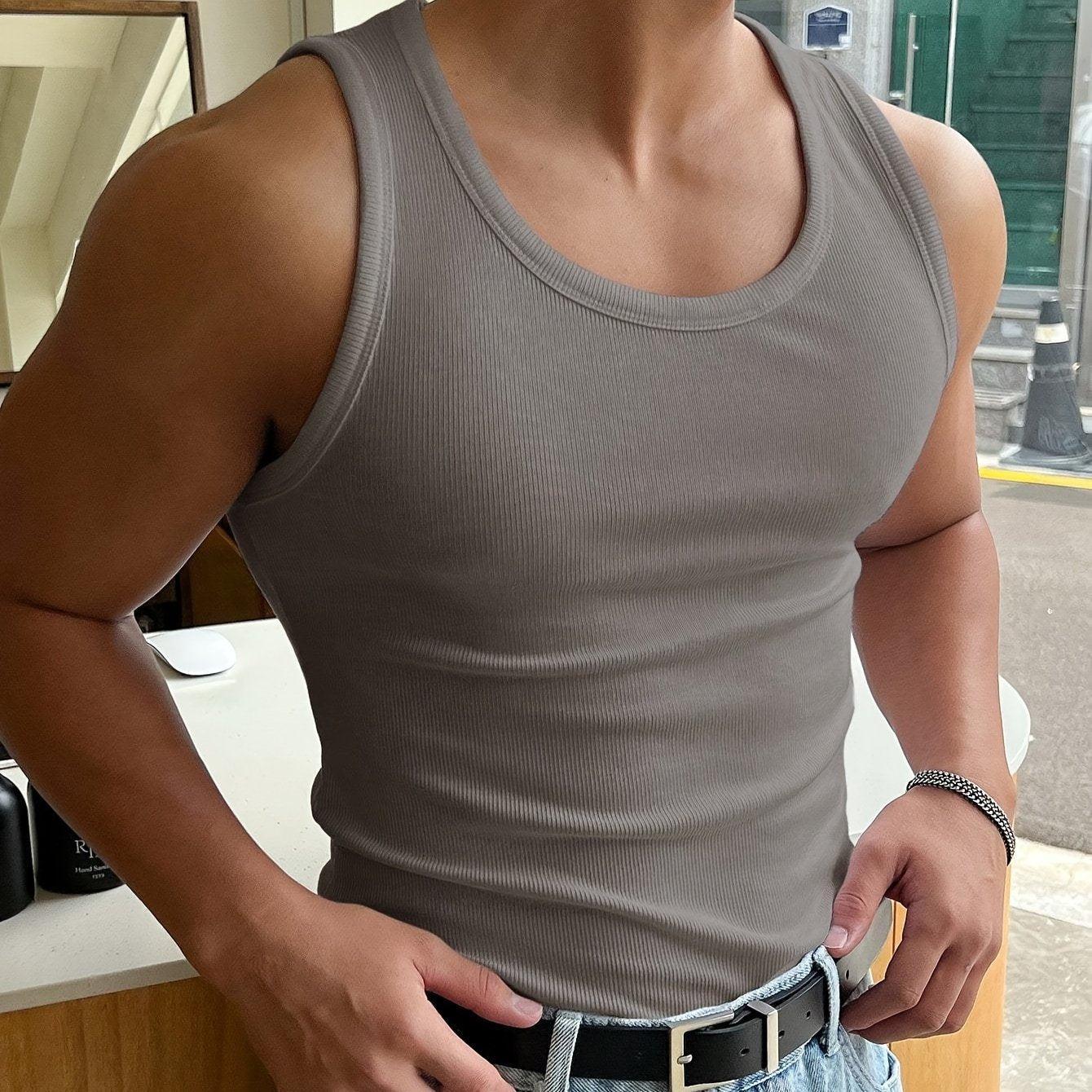 Lars | Ribbed witte tanktop