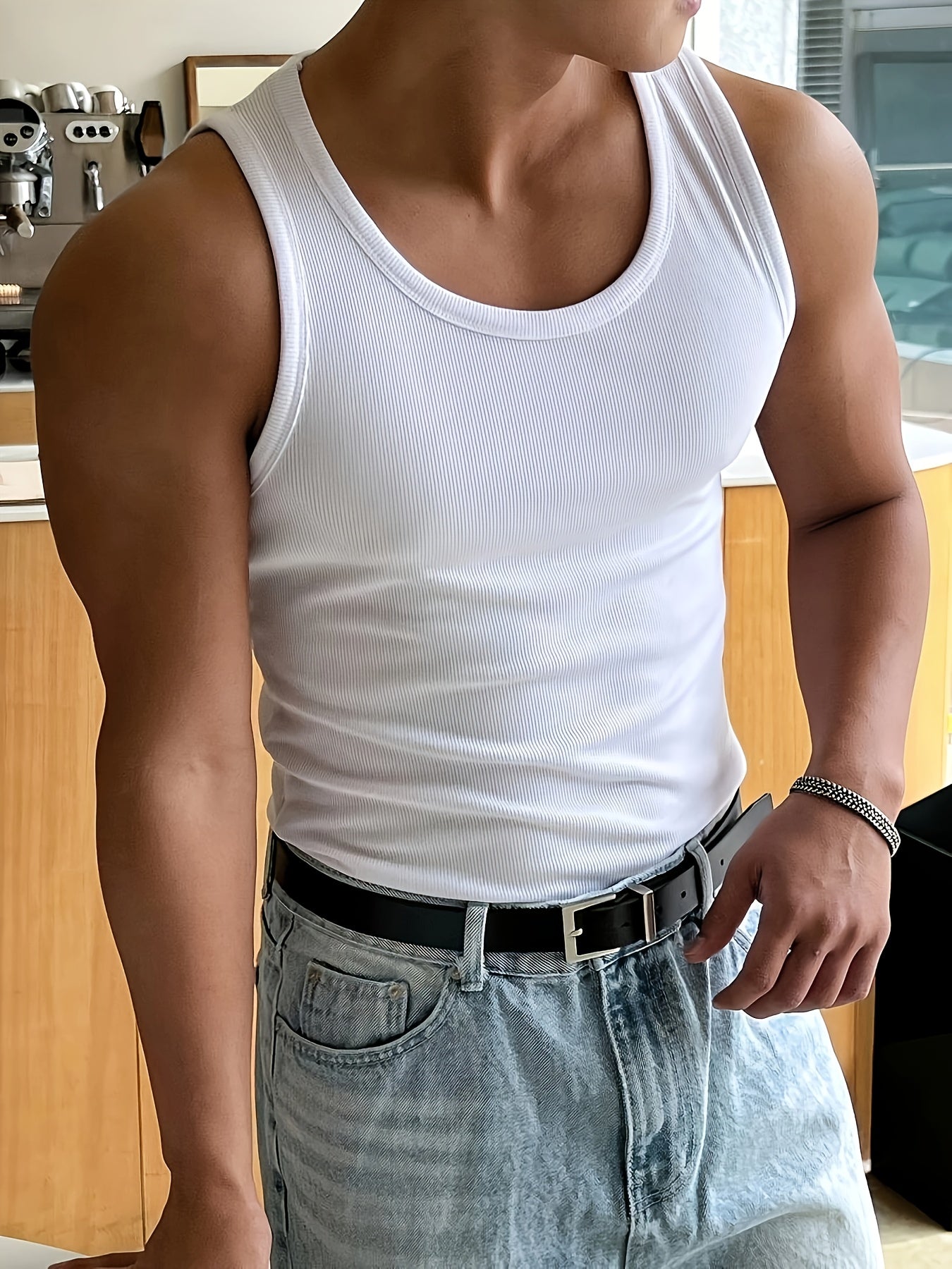 Lars | Ribbed witte tanktop