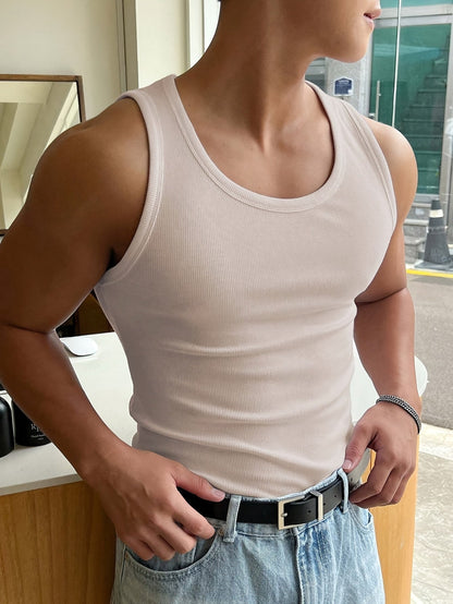Lars | Ribbed witte tanktop