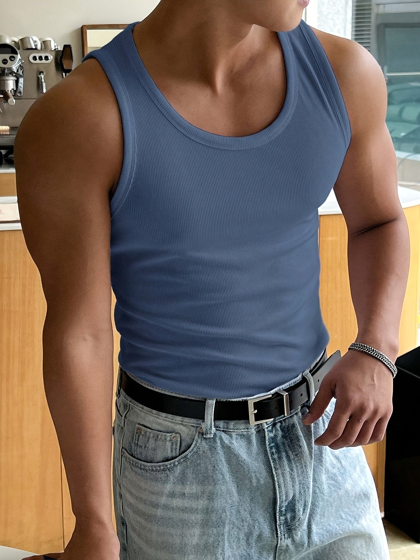 Lars | Ribbed witte tanktop