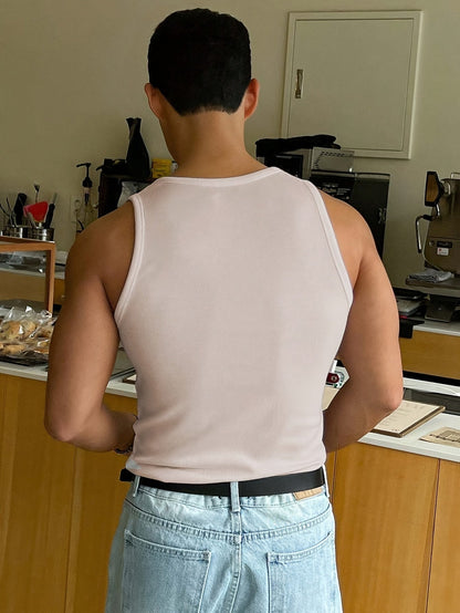 Lars | Ribbed witte tanktop
