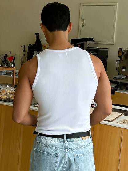 Lars | Ribbed witte tanktop