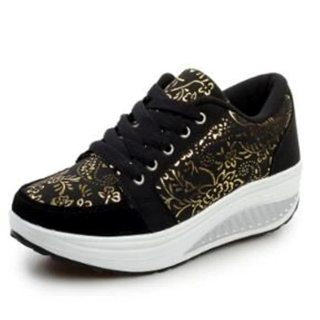 Lederen orthopedische dames sneakers met bloemenprint