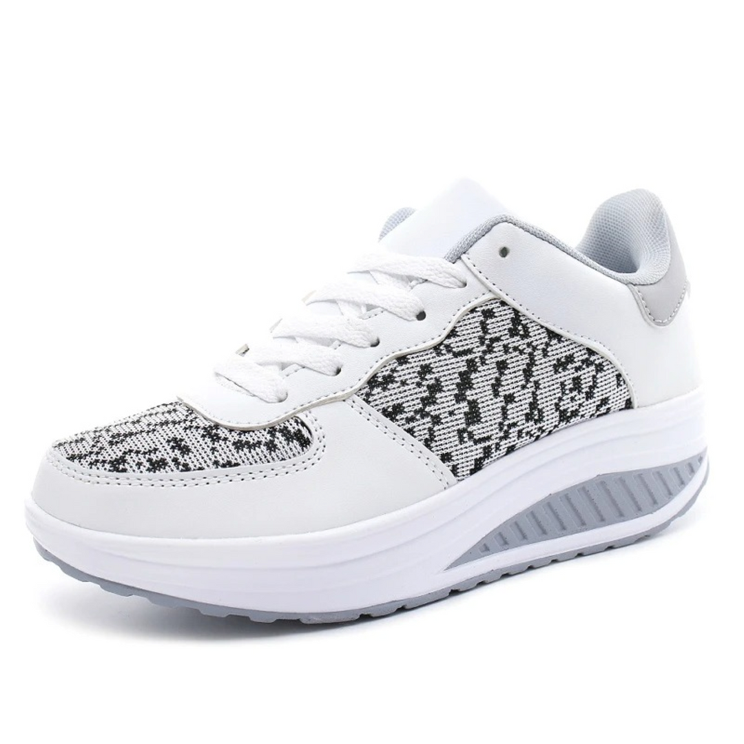 Lederen orthopedische dames sneakers met paardenlogoprint