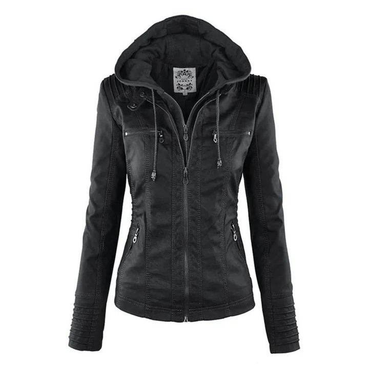 Leren jack met capuchon slim fit dames – Warm Tussenjack voor Dames, Herfst en Winter