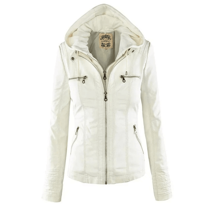 Leren jack met capuchon slim fit dames – Warm Tussenjack voor Dames, Herfst en Winter