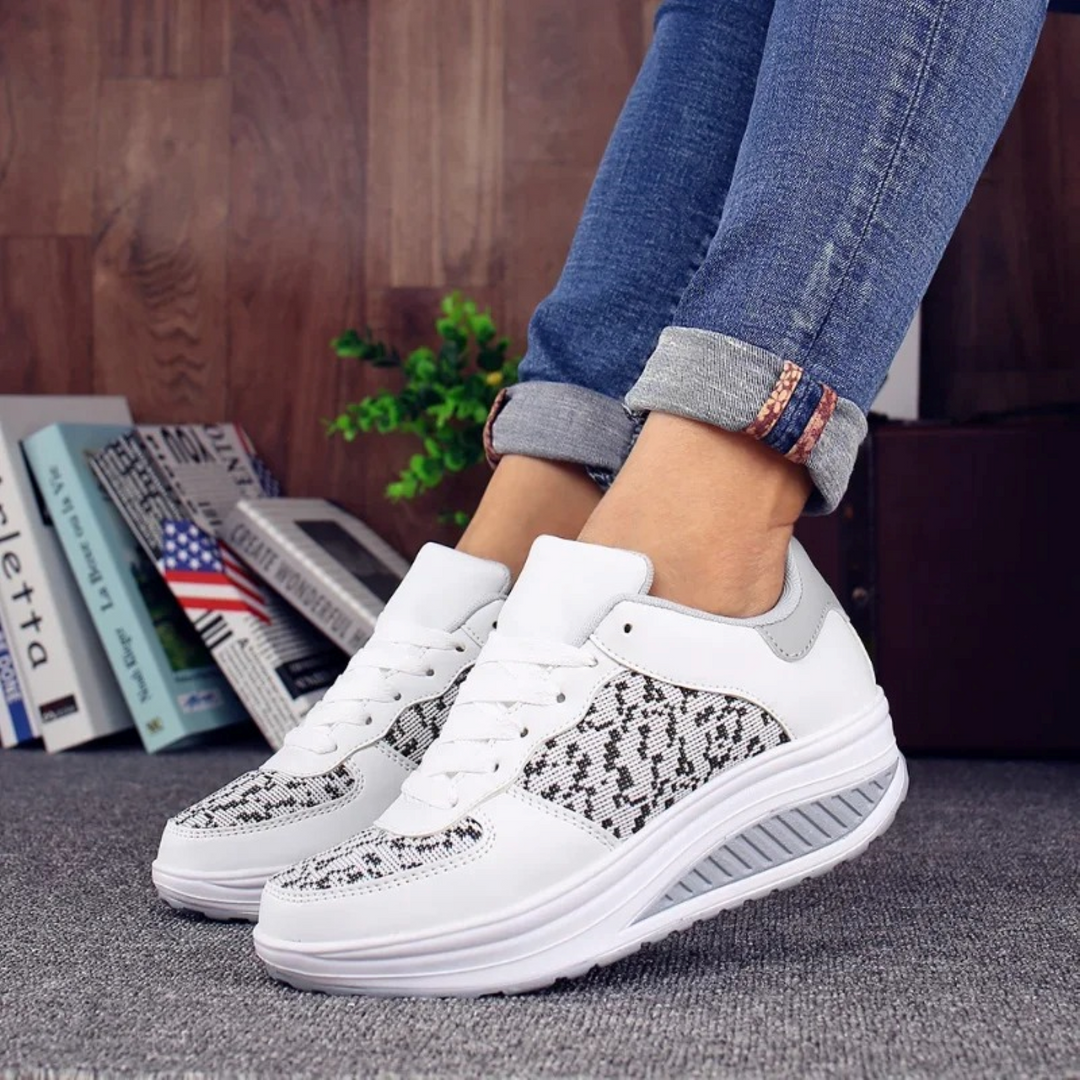 Leren platte ademende orthopedische dames sneakers