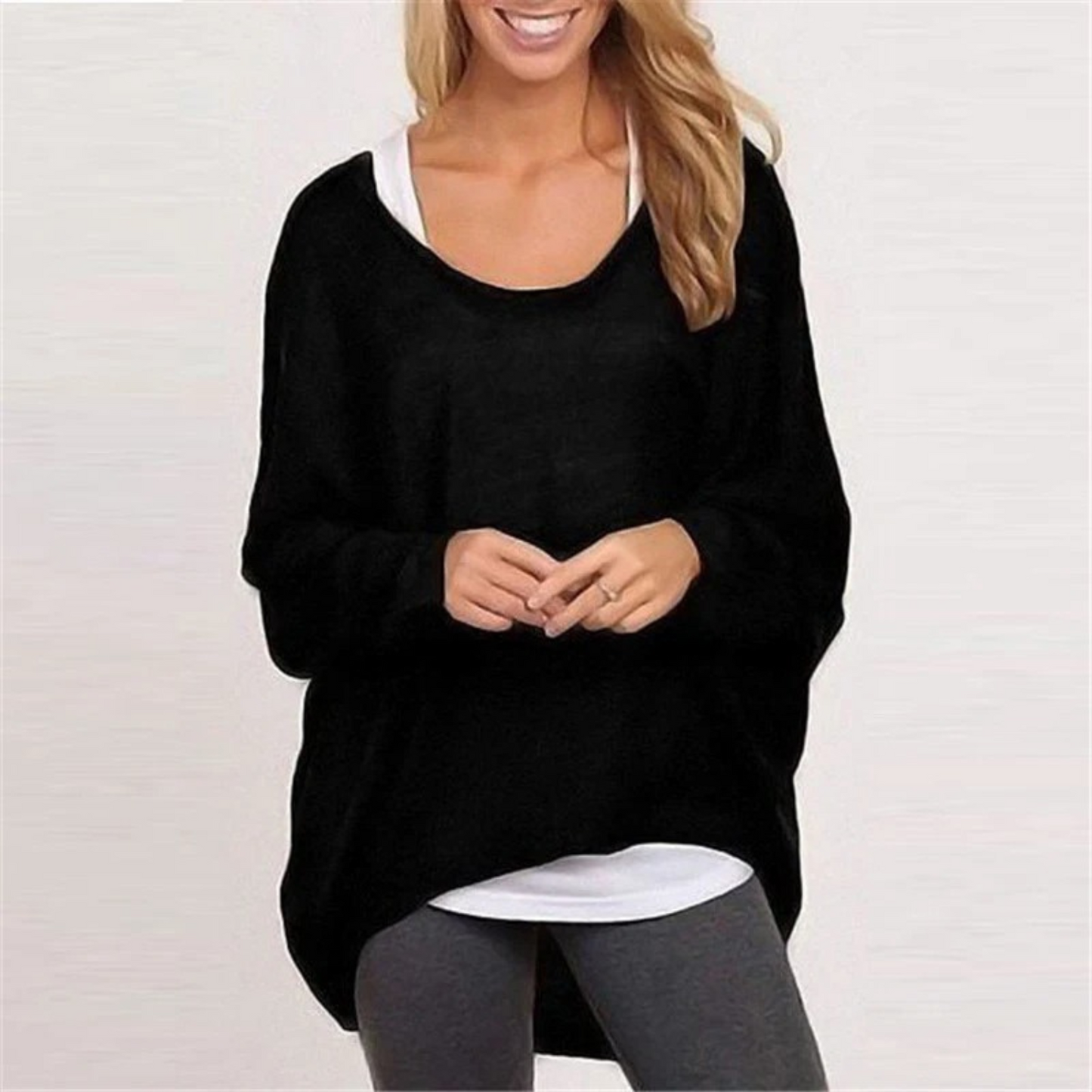 Los dames shirt met lange mouwen in batwing stijl