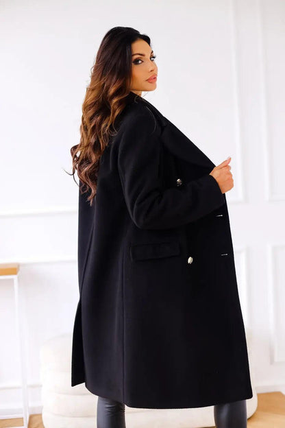 Marit | Elegante wollen jas met dubbele rij knopen