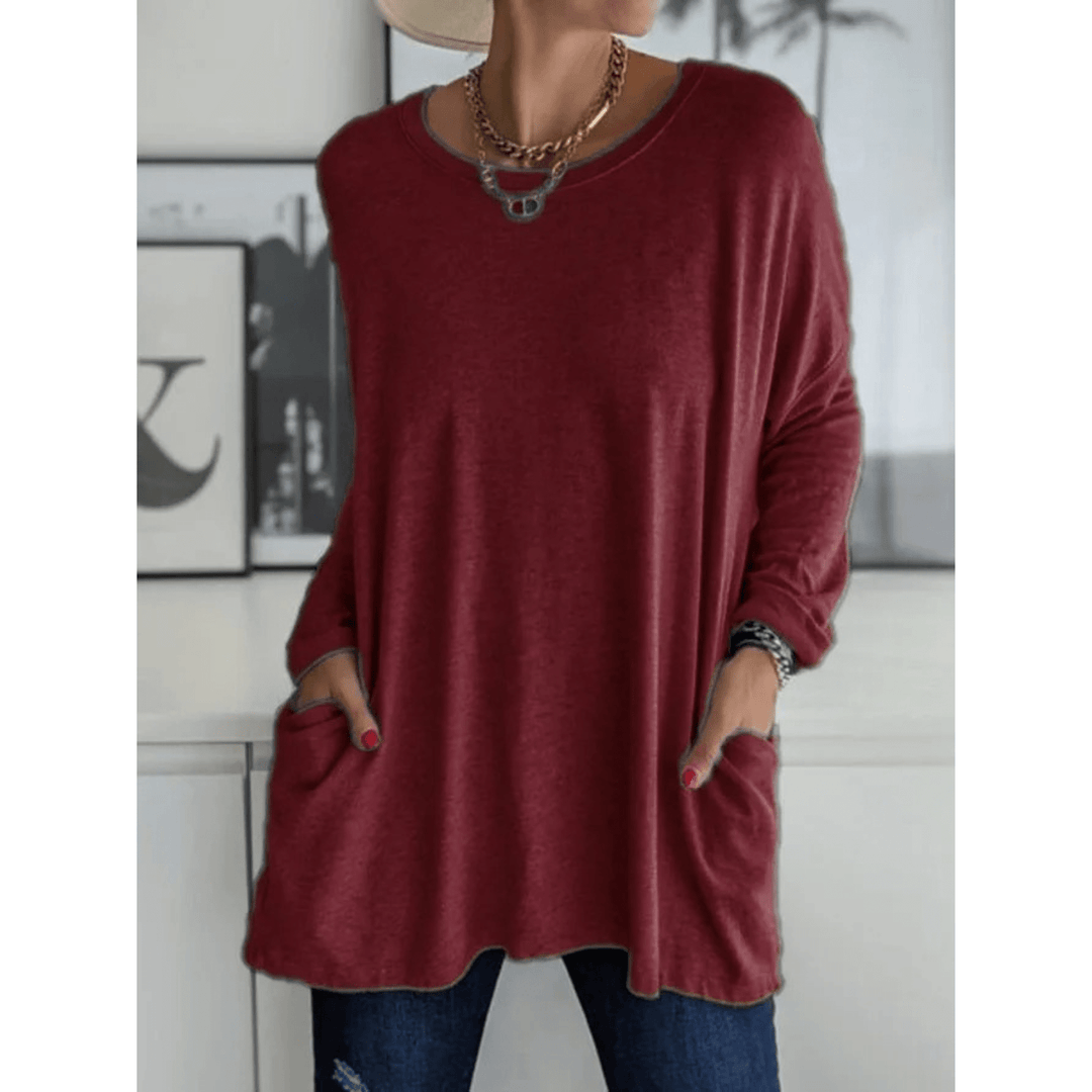 Oversized Dames Shirt – Lange Top met Zakken en Mouwen voor Casual en Thuisgebruik