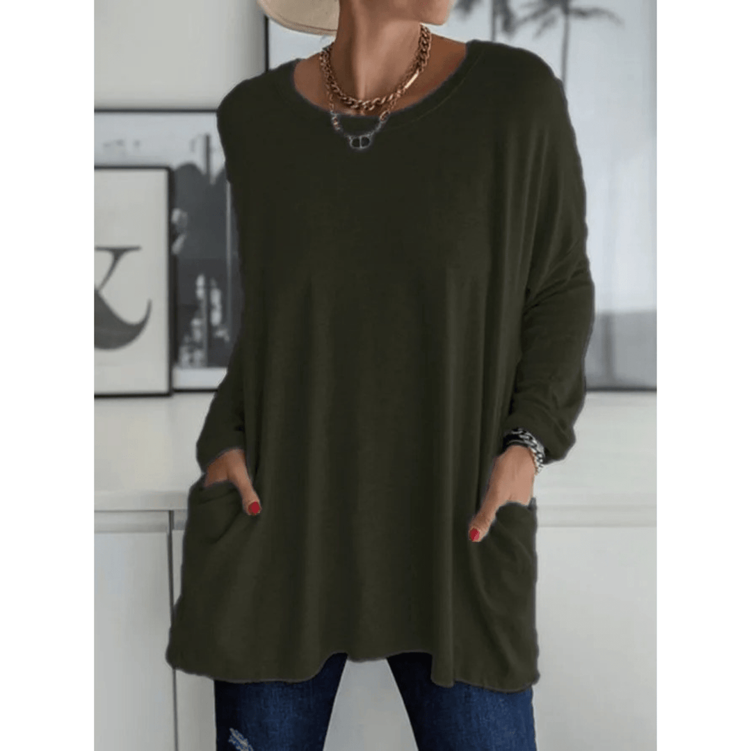 Oversized Dames Shirt – Lange Top met Zakken en Mouwen voor Casual en Thuisgebruik