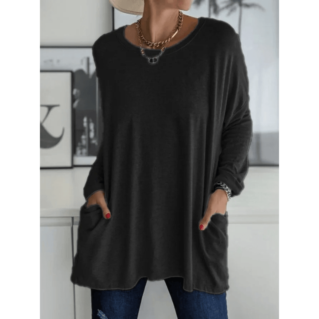 Oversized Dames Shirt – Lange Top met Zakken en Mouwen voor Casual en Thuisgebruik