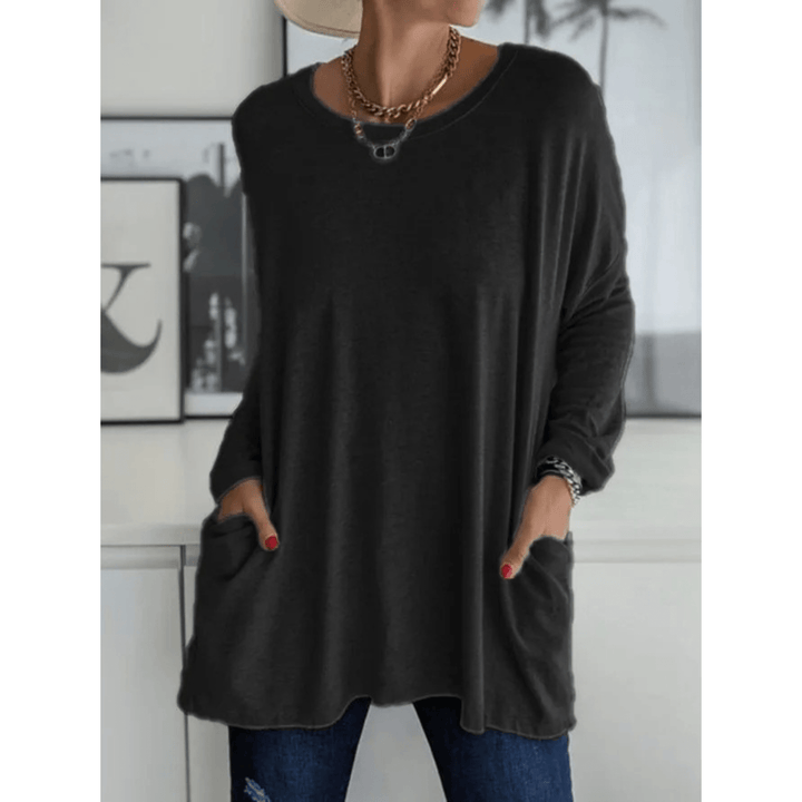 Oversized Dames Shirt – Lange Top met Zakken en Mouwen voor Casual en Thuisgebruik