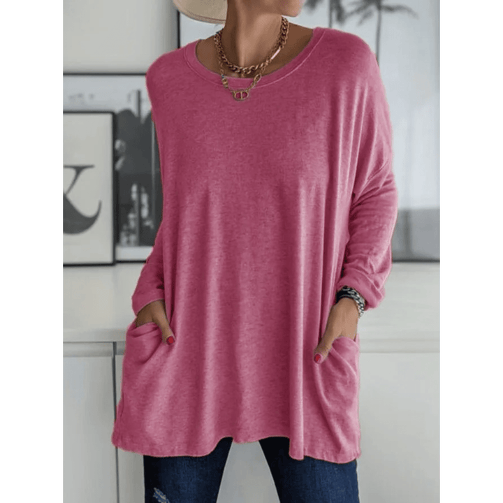 Oversized Dames Shirt – Lange Top met Zakken en Mouwen voor Casual en Thuisgebruik