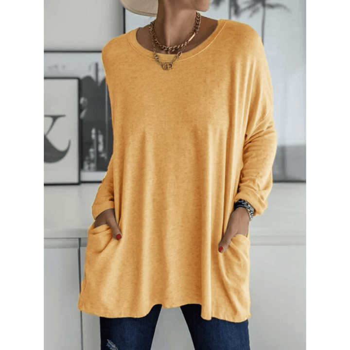 Oversized Dames Shirt – Lange Top met Zakken en Mouwen voor Casual en Thuisgebruik