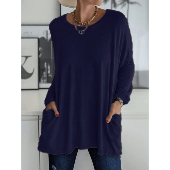 Oversized Dames Shirt – Lange Top met Zakken en Mouwen voor Casual en Thuisgebruik