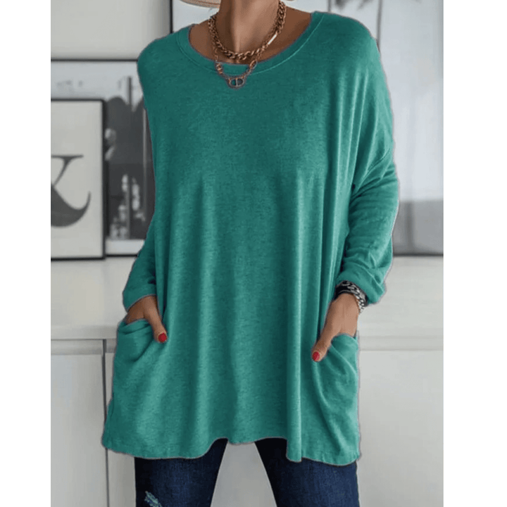 Oversized Dames Shirt – Lange Top met Zakken en Mouwen voor Casual en Thuisgebruik