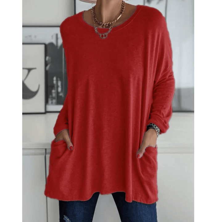 Oversized Dames Shirt – Lange Top met Zakken en Mouwen voor Casual en Thuisgebruik