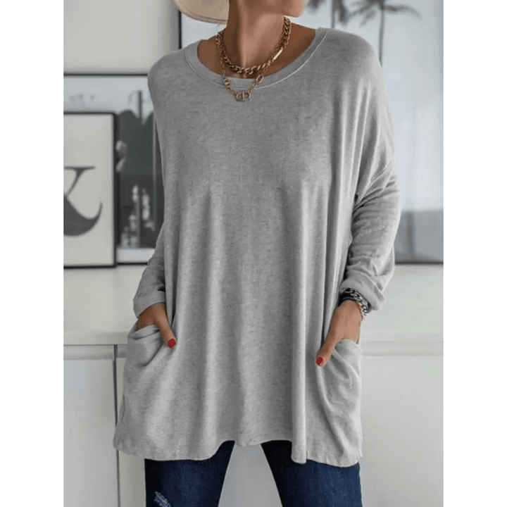 Oversized Dames Shirt – Lange Top met Zakken en Mouwen voor Casual en Thuisgebruik