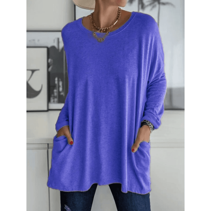 Oversized Dames Shirt – Lange Top met Zakken en Mouwen voor Casual en Thuisgebruik