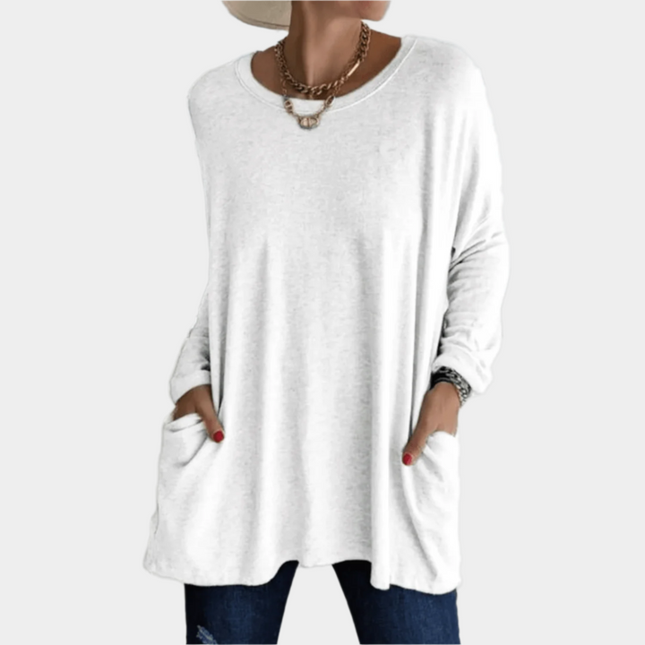 Oversized Dames Shirt – Lange Top met Zakken en Mouwen voor Casual en Thuisgebruik
