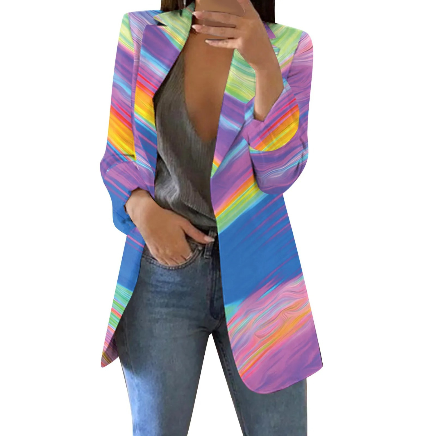 Pailletten patch waterkleur stijl dames blazer