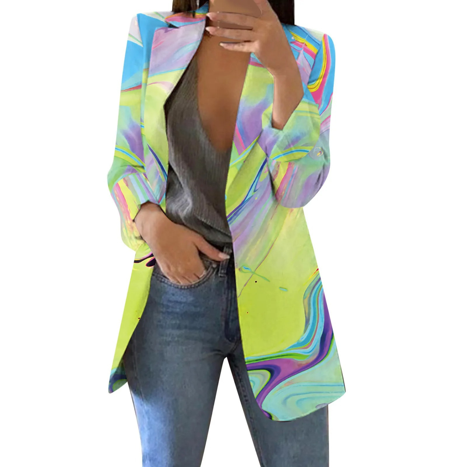 Pailletten patch waterkleur stijl dames blazer