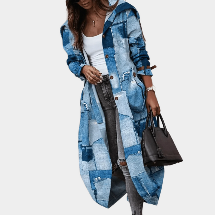 Patchwork Damesjas met Knopen – Casual Lange Zomerjas voor Dagelijks Gebruik