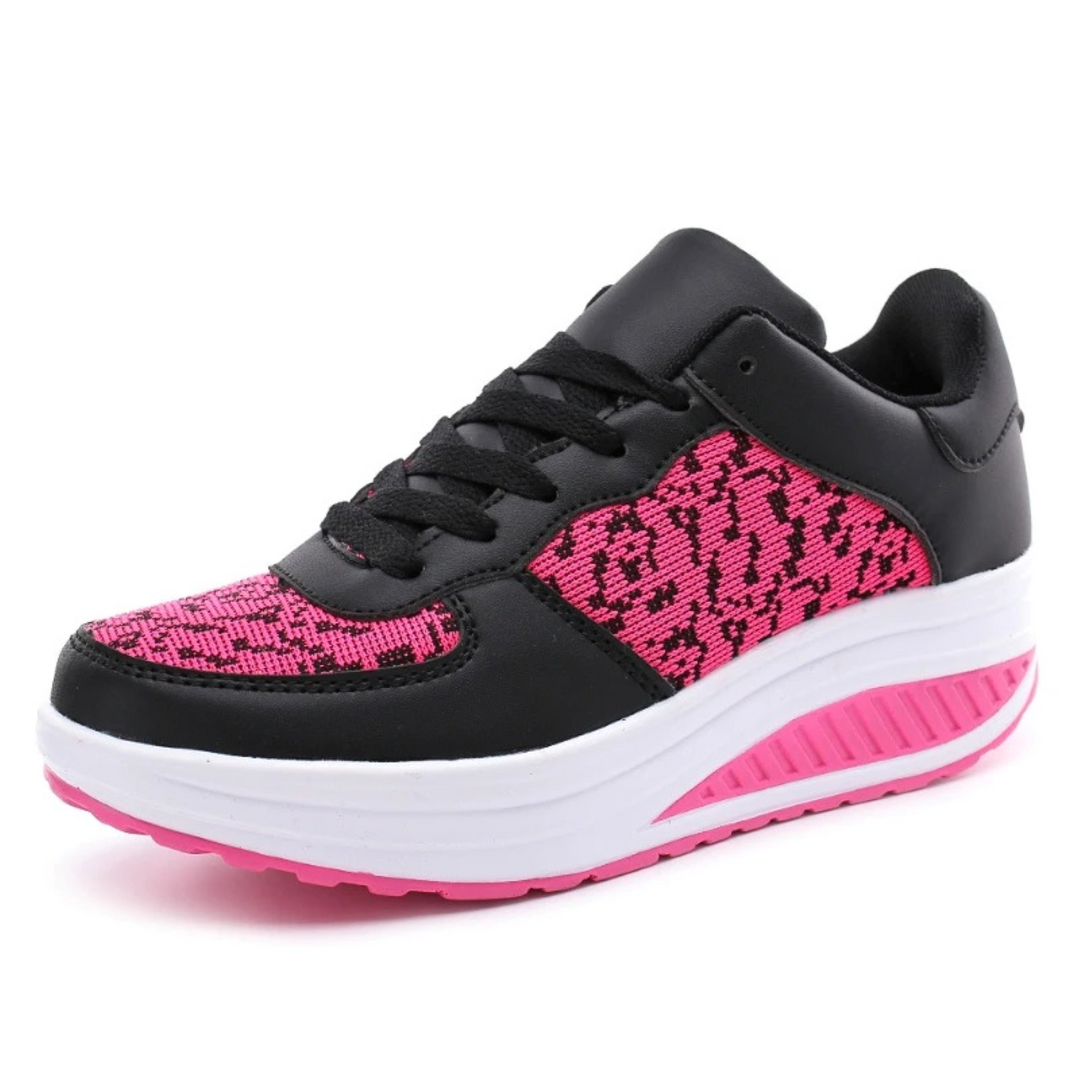 Platte lichtgewicht zwarte orthopedische dames sneakers