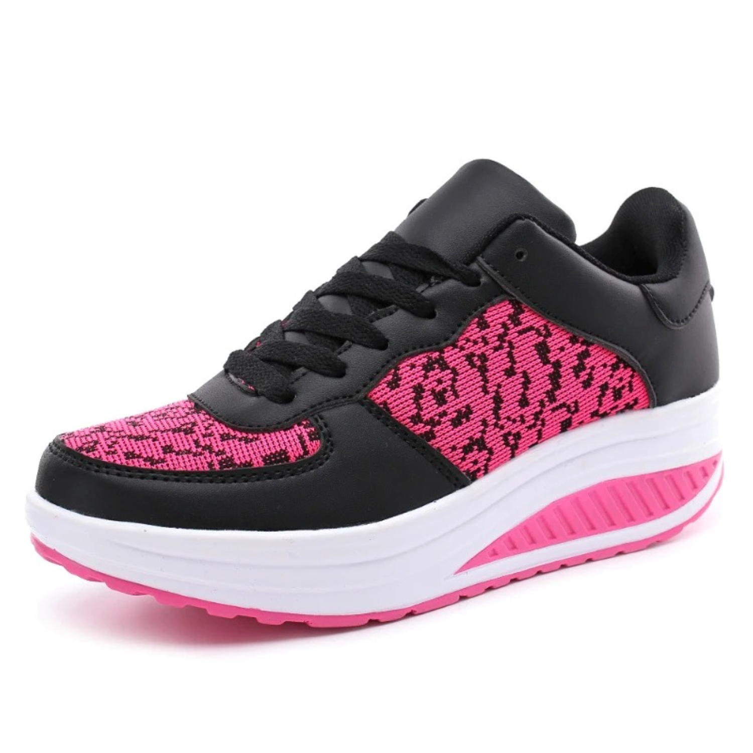 Platte lichtgewicht zwarte orthopedische dames sneakers